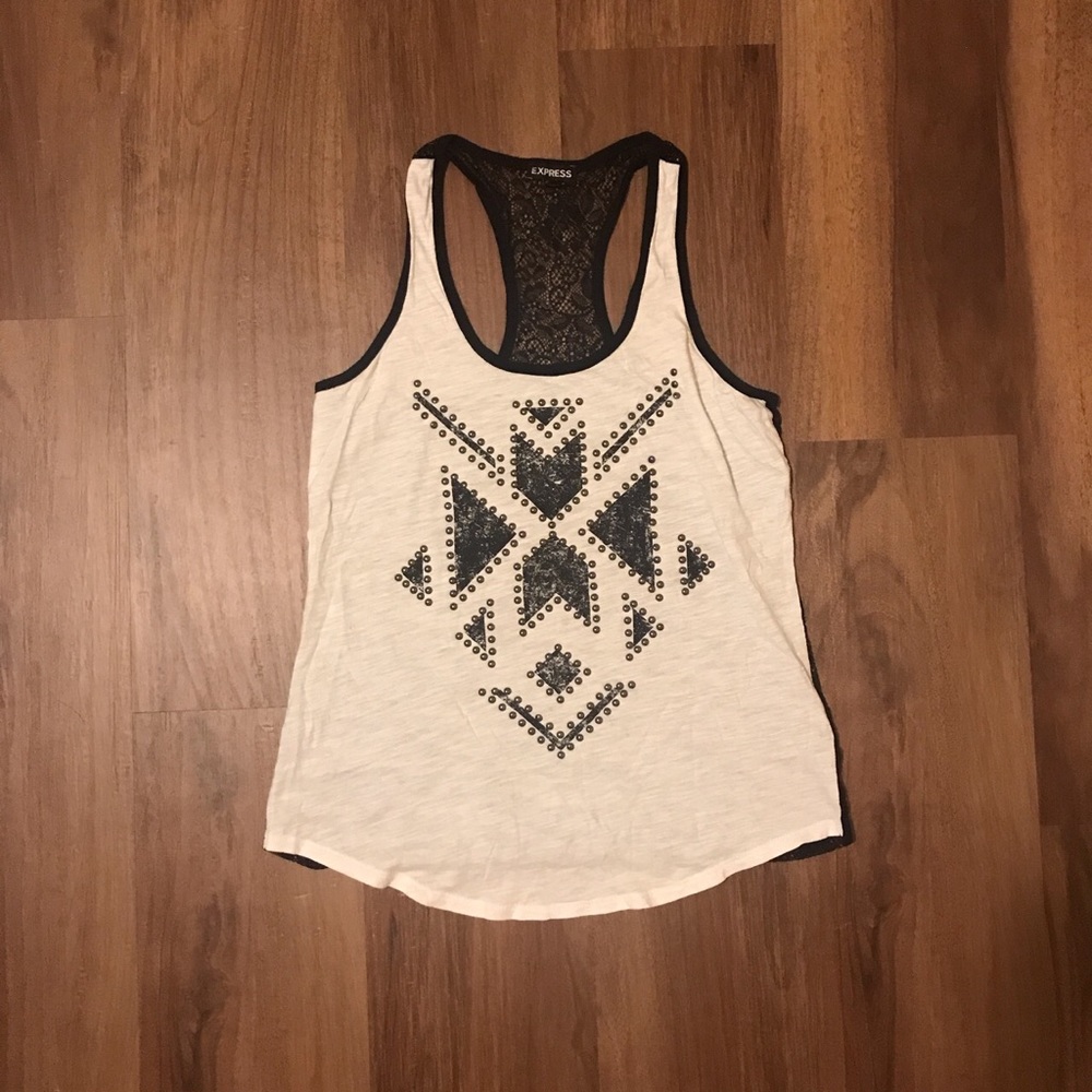 Express Studded Lace Back Tank Top